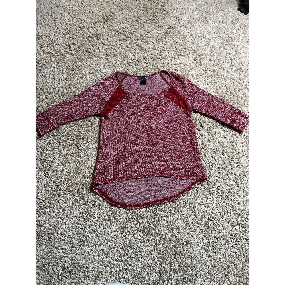 Wet Seal Womens Top Knit y2K Lace Hi Low Sz XS